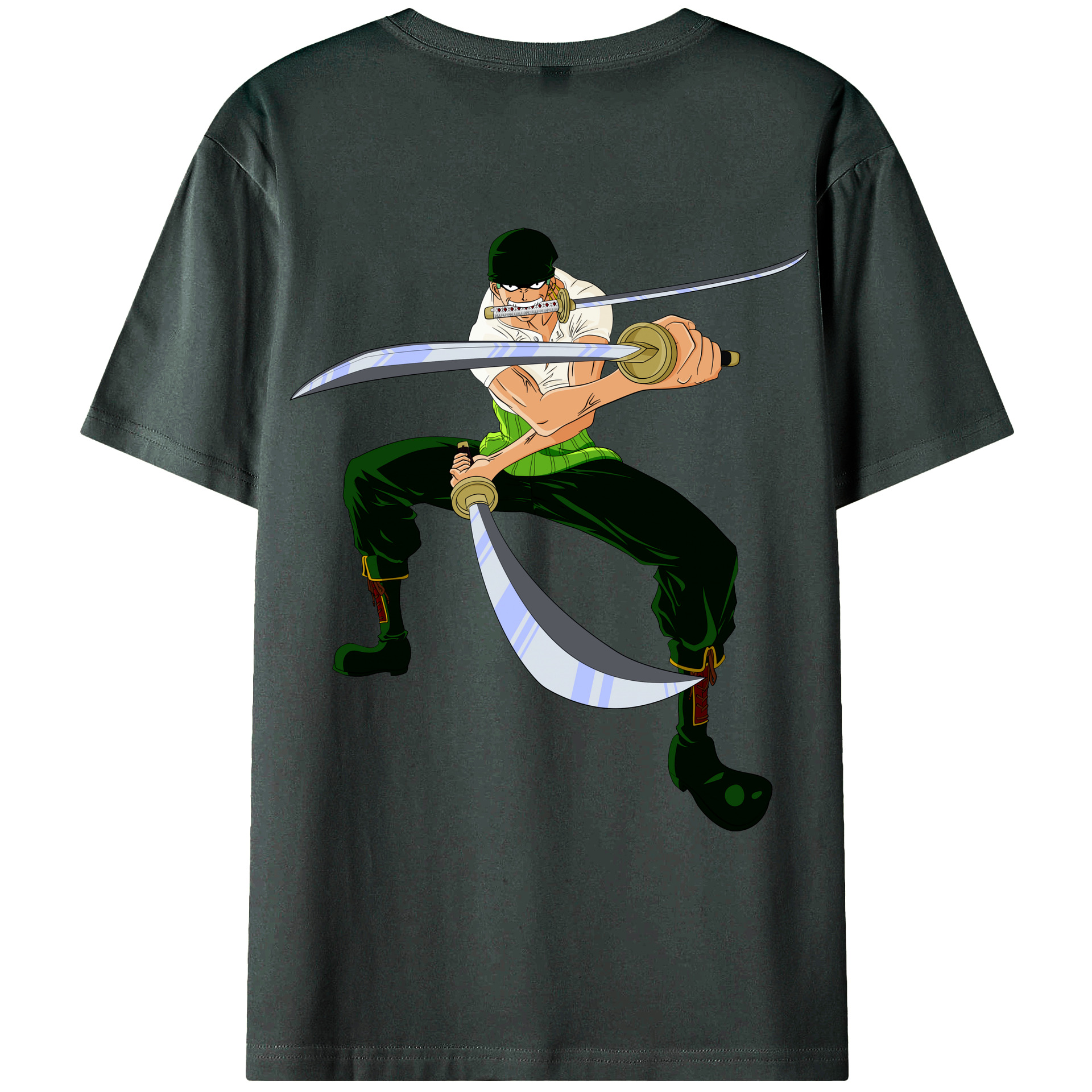 ワンピース ロロノア・ゾロ ONE PIECE Roronoa Zoro 綿100％ メンズ半袖Tシャツ（バックプリント） 通気性